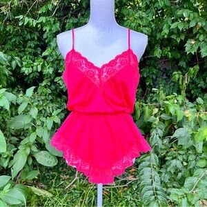 Vintage 1980’s hot pink Donna Richard teddy bodysuit